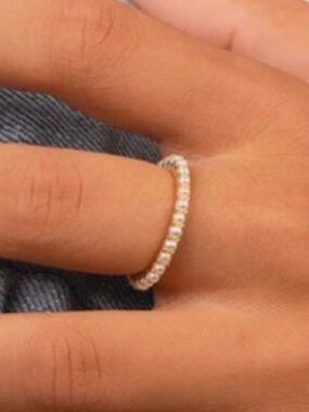 STERLING SILVER GIANNA PEARL ETERNITY RING